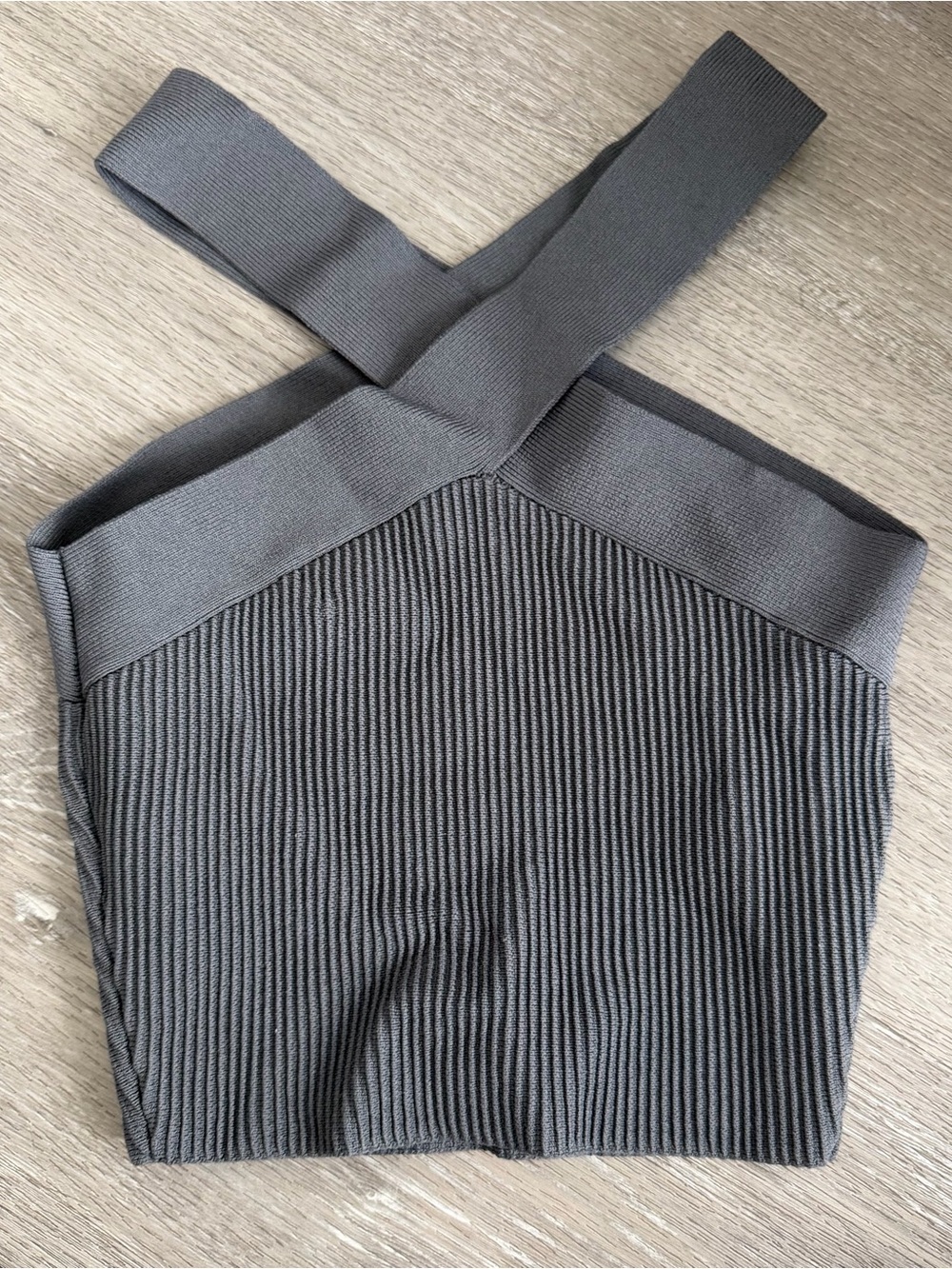 Aritzia Babaton Ribbed Halter Crop Top - Charcoal